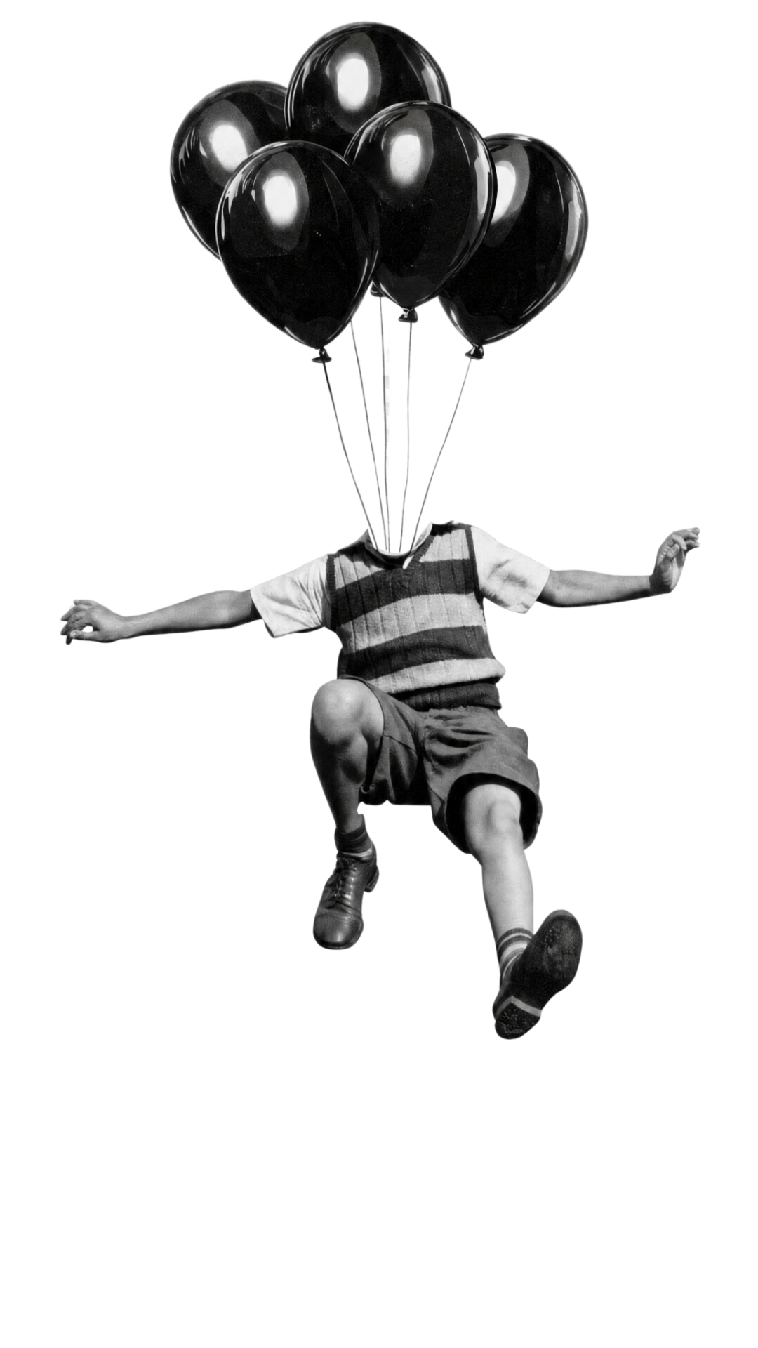 Chłopiec unoszony przez balony